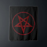 Tenture Pentagram Red Devil<br><div class="desc">Pentagramme rouge,  inversé,  texturé en cercle,  sur arrière - plan noir. Symbole occulte 666</div>