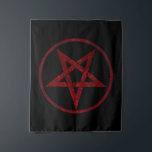 Tenture Pentagram Red Devil<br><div class="desc">Pentagramme rouge,  inversé,  texturé en cercle,  sur arrière - plan noir. Symbole occulte 666</div>