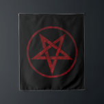 Tenture Pentagram Red Devil<br><div class="desc">Pentagramme rouge,  inversé,  texturé en cercle,  sur arrière - plan noir. Symbole occulte 666</div>