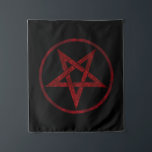 Tenture Pentagram Red Devil<br><div class="desc">Pentagramme rouge,  inversé,  texturé en cercle,  sur arrière - plan noir. Symbole occulte 666</div>