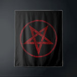Tenture Pentagram Red Devil<br><div class="desc">Pentagramme rouge,  inversé,  texturé en cercle,  sur arrière - plan noir. Symbole occulte 666</div>
