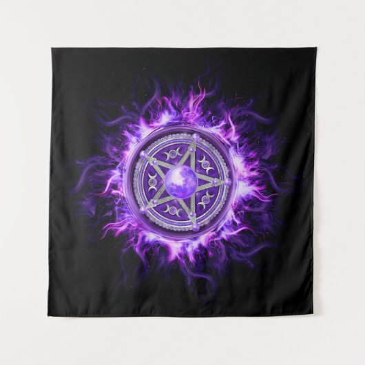 Tenture Pentagramme mauve-lune (Devant (Horizontal))