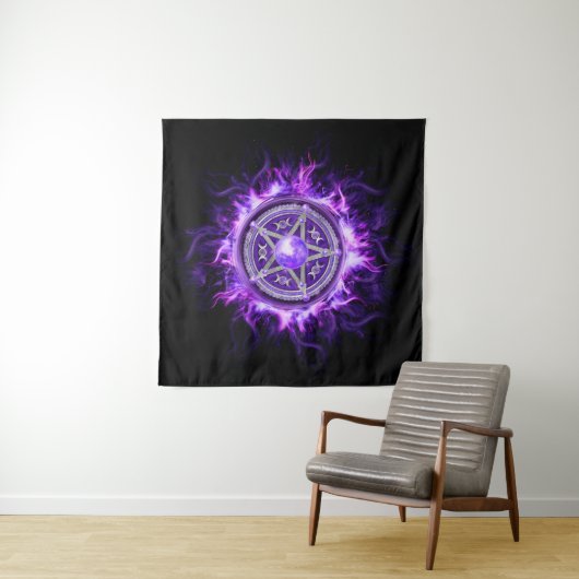 Tenture Pentagramme mauve-lune (En situation (horizontale))
