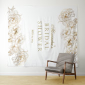 Tenture Peonies florales Blanc Golden Elegant Fête des mar (En situation (horizontale))