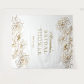 Tenture Peonies florales Blanc Golden Elegant Fête des mar (Devant (Horizontal))