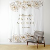 Tenture Peonies florales Blanc Golden Elegant Fête des mar (En situation)