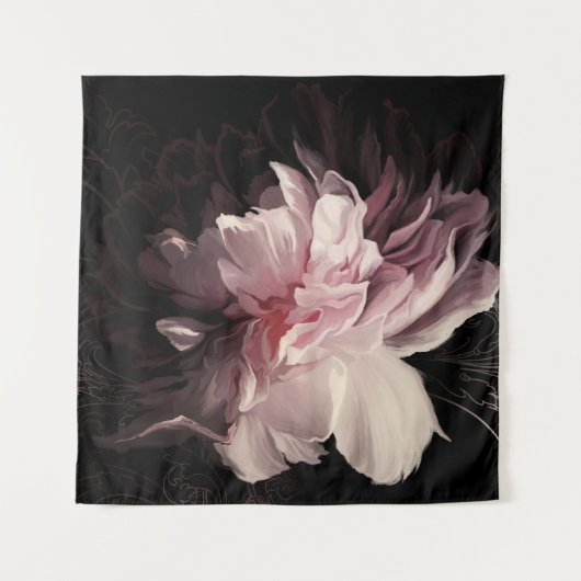 Tenture Peony Dark Wall : Peony Flower Design (Devant)