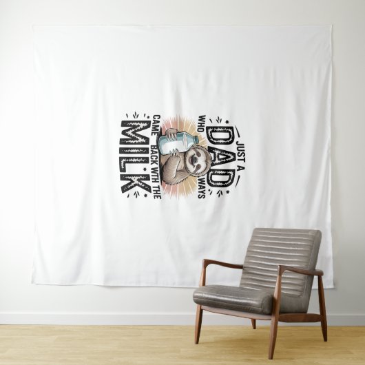 Tenture père et fils avec le lait paresseux design graphiq (En situation (horizontale))