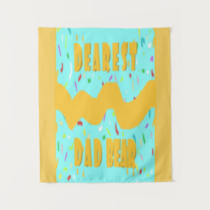 Tenture Père le plus cher Ours fun design med bleu moutard