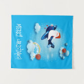 Tenture Père Noël arrive (Devant (Horizontal))