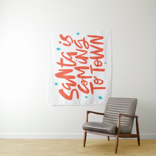 Tenture Père Noël arrive à Town Holiday Design (En situation)