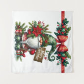 Tenture Père Noël avec Noël Poinsettia (Devant (Horizontal))