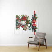 Tenture Père Noël avec Noël Poinsettia (En situation (horizontale))