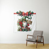 Tenture Père Noël avec Noël Poinsettia (En situation)