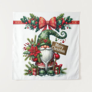 Tenture Père Noël avec Noël Poinsettia