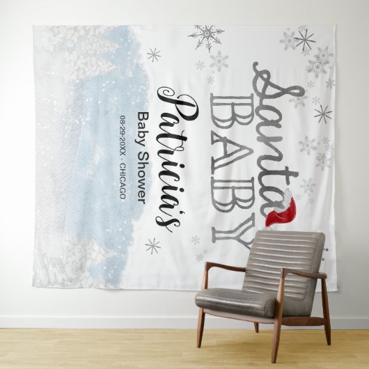 Tenture Père Noël Baby Christmas Boy Baby shower Backdrop (En situation (horizontale))