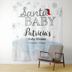 Tenture Père Noël Baby Christmas Boy Baby shower Backdrop