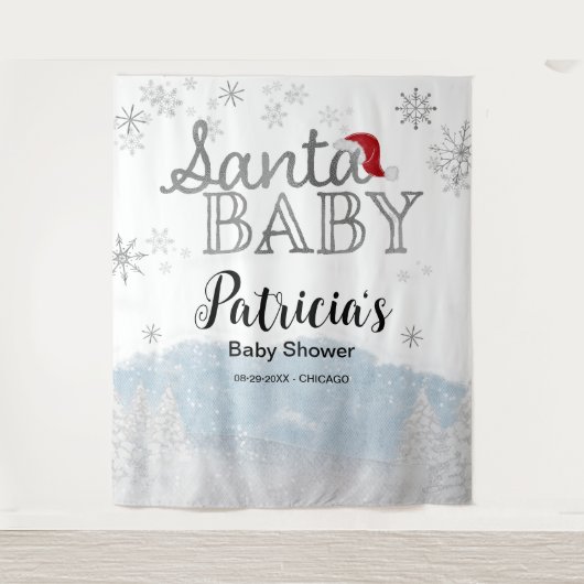 Tenture Père Noël Baby Christmas Boy Baby shower Backdrop (Devant)