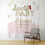 Tenture Père Noël Baby Christmas girl Baby shower fond d'é<br><div class="desc">Calligraphie adorable avec des flocons de neige,  invitation à la douche pour bébé sur le thème de l'hiver. Facile à personnaliser avec vos détails. Vérifiez la collection pour rechercher les éléments correspondants comme cartes de boîtier.</div>