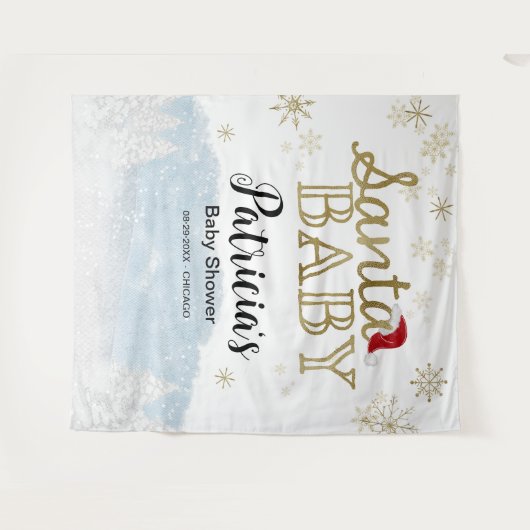 Tenture Père Noël Baby Christmas Winter Baby shower Backdr (Devant (Horizontal))