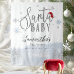 Tenture Père Noël Baby Christmas Winter Baby shower Backdr<br><div class="desc">Calligraphie adorable avec des flocons de neige,  invitation à la douche pour bébé sur le thème de l'hiver. Facile à personnaliser avec vos détails. Vérifiez la collection pour rechercher les éléments correspondants comme cartes de boîtier.</div>