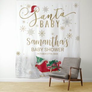 Tenture Père Noël Baby Christmas Winter Baby shower Backdr