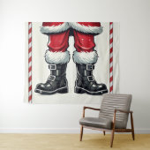 Tenture Père Noël cool en Bottes noires Noël (En situation (horizontale))