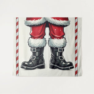 Tenture Père Noël cool en bottes noires Noël vacances 