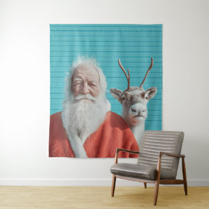 Tenture Père Noël et Duo de Fêtes de Renne