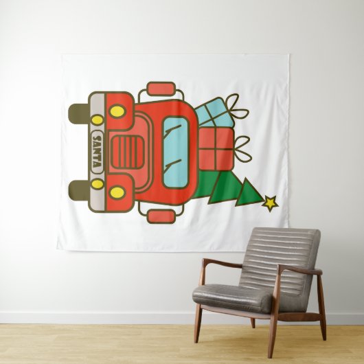 Tenture Père Noël vue de devant Joyeux Noël (En situation (horizontale))