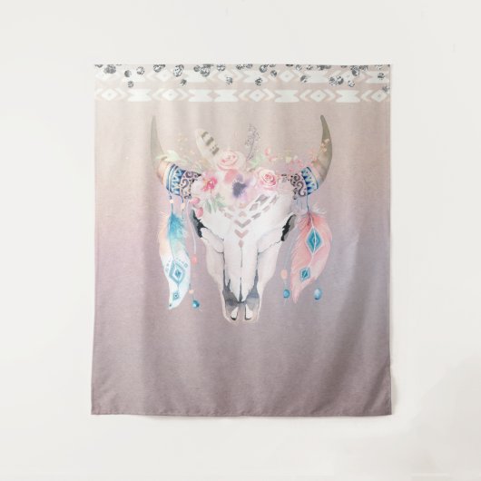 Tenture Perle iridescente Boho Chic Crâne Glam Floral Corn (Devant)