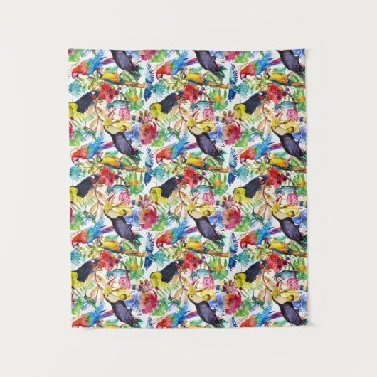 Tenture Perroquets colorés d'aquarelle (Devant)