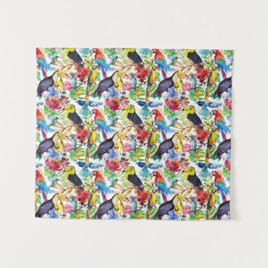 Tenture Perroquets colorés d'aquarelle (Devant (Horizontal))