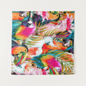 Tenture Perroquets d'aquarelle : Motif Tropical (Devant (Horizontal))