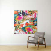Tenture Perroquets d'aquarelle : Motif Tropical (En situation (horizontale))