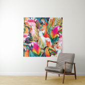 Tenture Perroquets d'aquarelle : Motif Tropical (En situation)