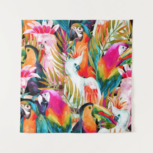 Tenture Perroquets d'aquarelle : Motif Tropical (Devant)