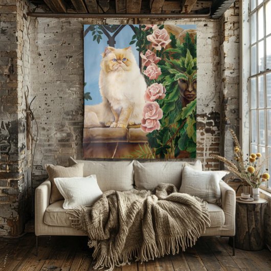 Tenture Perse Chat Rose Dryad