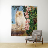 Tenture Perse Chat Rose Dryad (En situation)