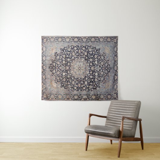 Tenture Perse Mesurée Bleu foncé gris foncé  (En situation (horizontale))