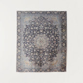 Tenture Perse Mesurée Bleu foncé gris foncé  (Devant)