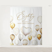 Tenture Personalised 80th Birthday Script Gold Balloon (Devant)