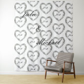 Tenture Personalize Wedding Backdrop Black and White Heart (En situation)