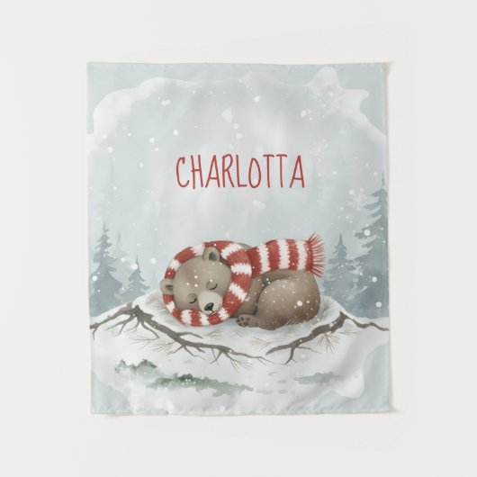 Tenture Personalized Baby Wall Art, Sleeping Bear Nursery (Devant)