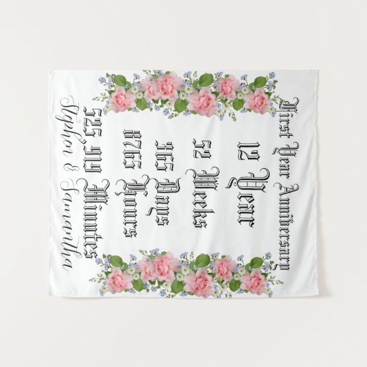 Tenture Personalized first  year anniversary typography  (Devant (Horizontal))