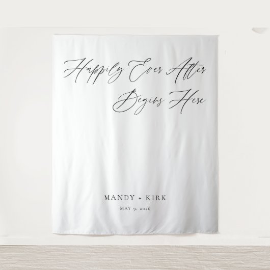 Tenture Personalized Happily Ever After Wedding Backdrop (Devant)