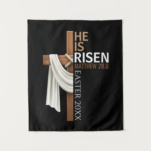 Tenture Personalized He Is Risen Vintage Easter Cross (Devant)