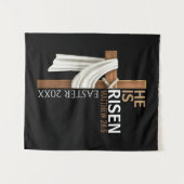 Tenture Personalized He Is Risen Vintage Easter Cross (Devant (Horizontal))