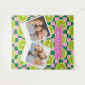 Tenture Personalized Lime Gingham Citrus Custom Name (Devant (Horizontal))