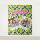 Tenture Personalized Lime Gingham Citrus Custom Name (Devant)